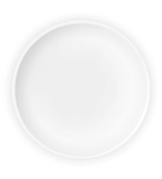 Καθαρή Κενή Πινακίδα Πιάτο Απόθεμα Εικόνα Απομονώνεται Λευκό Φόντο — Διανυσματικό Αρχείο