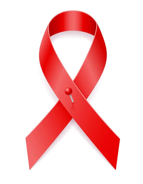 Red Ribbon Aids Awareness Stock Vector Illustration Isolated White Background — Stock Vector