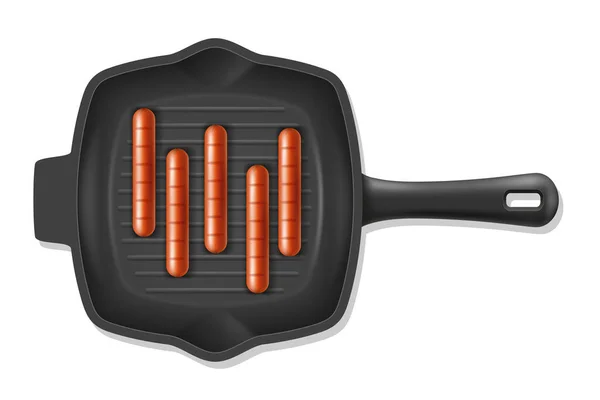 Saucisses Rôties Frites Sur Grille Illustration Vectorielle Bouillon Isolé Sur — Image vectorielle