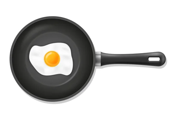 Fried Roast Egg Pan Skillet Stock Vector Illustration Isolated White — Stock Vector