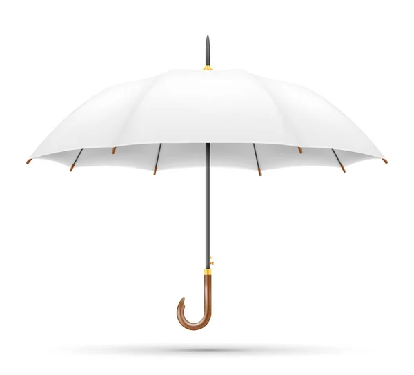 Weißer Klassischer Regenschirm Aus Dem Regen Vektor Illustration Isoliert Auf — Stockvektor