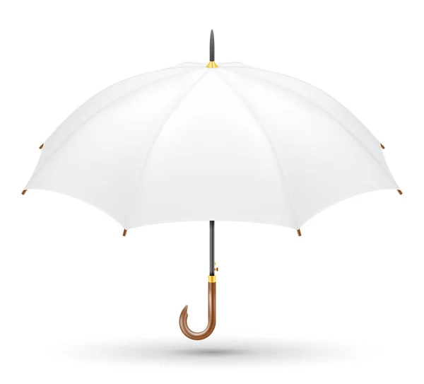 Bianco Ombrello Classico Pioggia Stock Vettoriale Illustrazione Isolato Sfondo — Vettoriale Stock