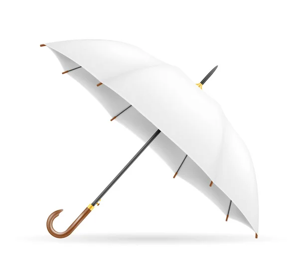 Vitt Klassiskt Paraply Från Regnstock Vektor Illustration Isolerad Bakgrunden — Stock vektor