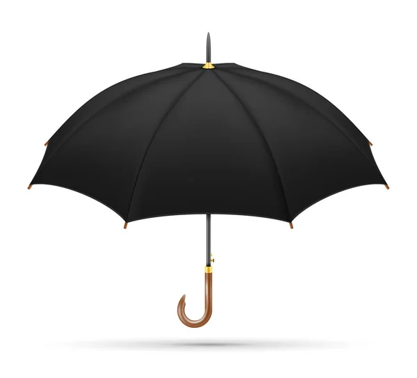 Schwarzer Klassischer Regenschirm Aus Dem Regenvorrat Vektor Illustration Isoliert Auf — Stockvektor