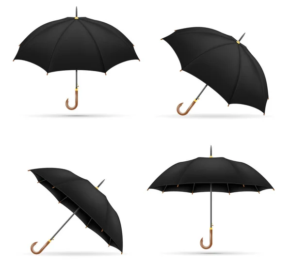 Black Classical Umbrella Rain Stock Vector Illustration Isolated White Background — Stock Vector