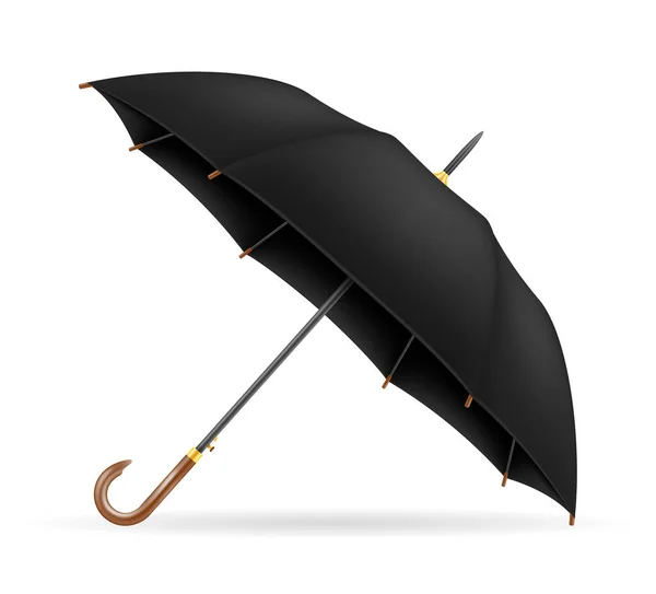 Black Classical Umbrella Rain Stock Vector Illustration Isolated White Background — Stock Vector