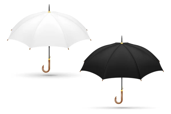 Paraguas Clásico Blanco Negro Lluvia Stock Vector Ilustración Aislado Sobre — Vector de stock