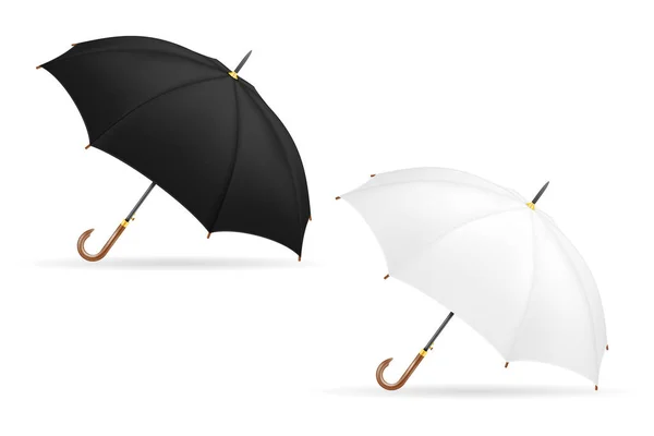 Witte Zwarte Klassieke Paraplu Van Regen Voorraad Vector Illustratie Geïsoleerd — Stockvector