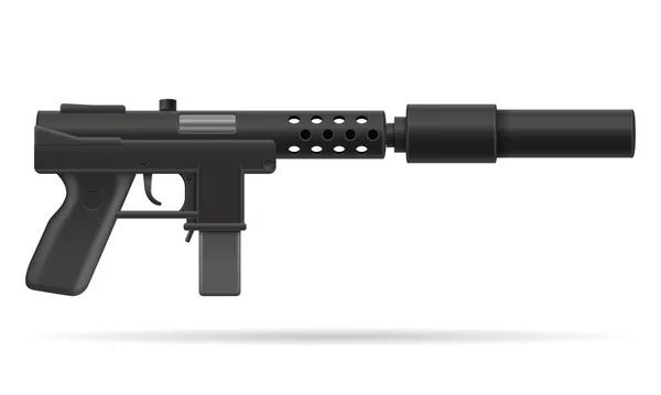 Stroj Submachine Ruční Zbraň Pouliční Gang Zbraně Vektorové Ilustrace Izolované — Stockový vektor