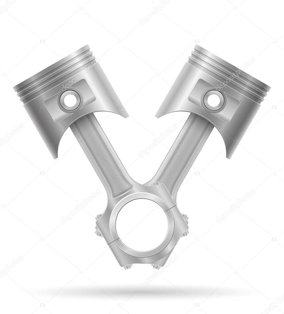 Piston with a connecting rod part of a car engine stock vector illustration isolated on white background