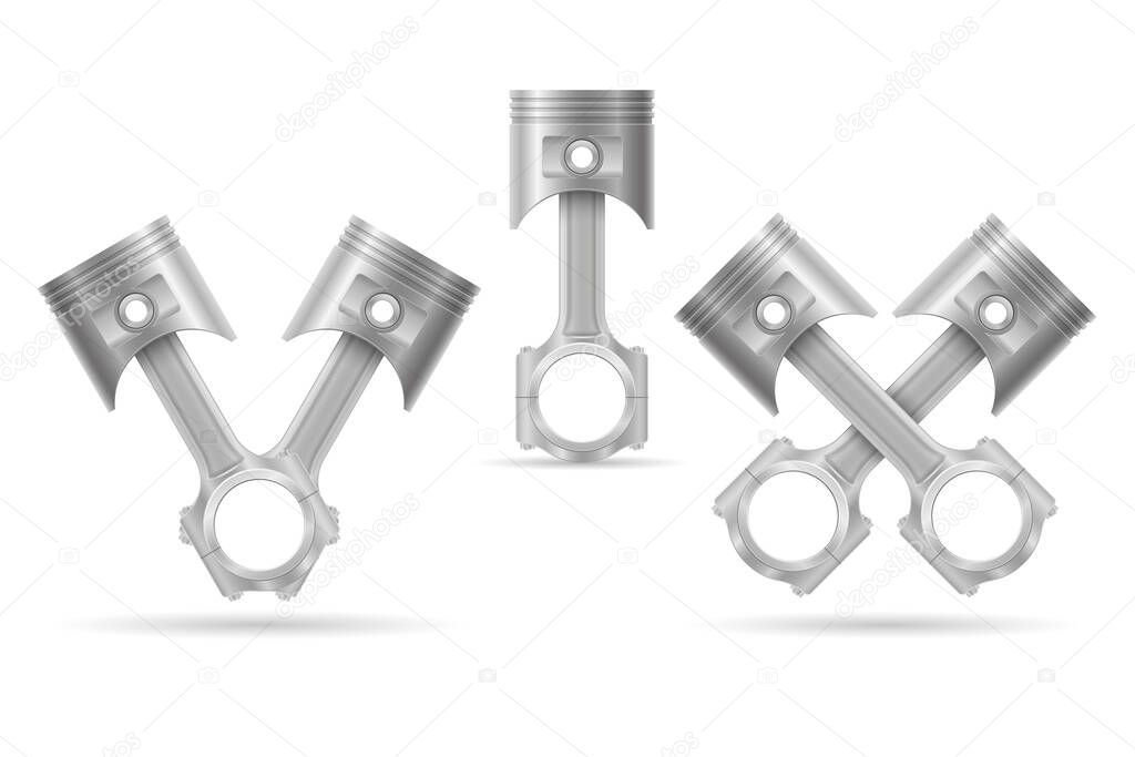 Piston with a connecting rod part of a car engine stock vector illustration isolated on white background