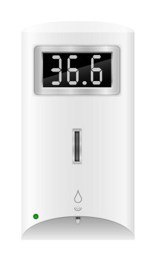 Beyaz arkaplanda otomatik el dezenfekte edici hisse senedi çizimi izole edildi