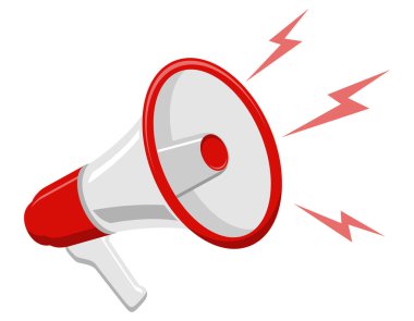 Ses mesajı için megafon hoparlörü düz ikon stok vektör çizimi beyaz arkaplanda izole