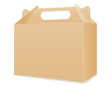 beyaz arkaplanda izole edilmiş kahverengi karton ambalaj ürünleri ve hediye kutusu vektör çizimi