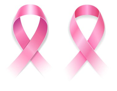 Arka planda izole edilmiş göğüs kanseri taşıyıcı illüstrasyonunun pembe kurdele sembolü