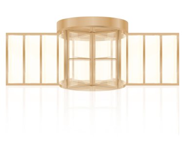 Metal dönen kapılar beyaz arkaplanda izole edilmiş vektör illüstrasyonuna girmek için