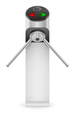 İzinsiz geçişi engellemek için metal turnikesi veya beyaz arkaplanda izole edilmiş stok vektör çizimi