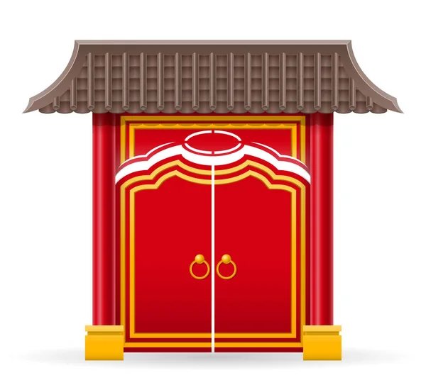 Portão Chinês Para Entrar Templo Pagode Com Colunas Uma Ilustração —  Vetores de Stock