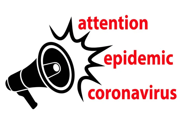 Megafono Attenzione Epidemia Coronavirus Covid Stock Vettore Illustrazione Stock Vettore — Vettoriale Stock