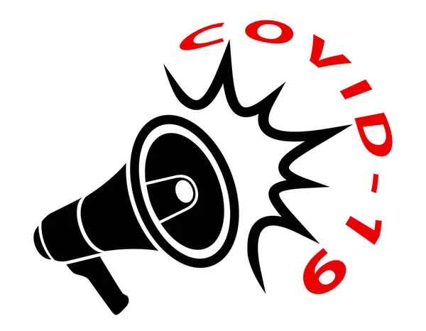 Mégaphone Attention Épidémie Coronavirus Covid Stock Vecteur Illustration Stock Vecteur — Image vectorielle