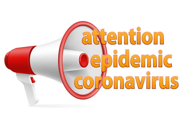 Megafono Attenzione Epidemia Coronavirus Covid Stock Vettore Illustrazione Stock Vettore — Vettoriale Stock