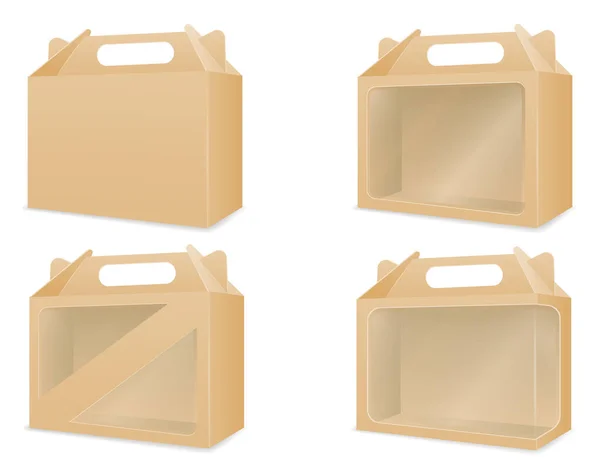 Cartón Marrón Para Productos Embalaje Regalos Caja Vector Ilustración Aislado — Vector de stock