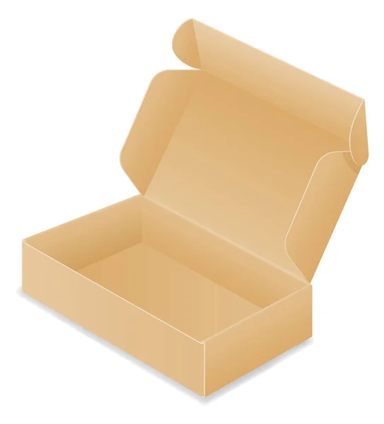Brązowa Tektura Pakowania Towarów Prezentów Pudełko Wektor Ilustracja Izolowane Białym — Wektor stockowy