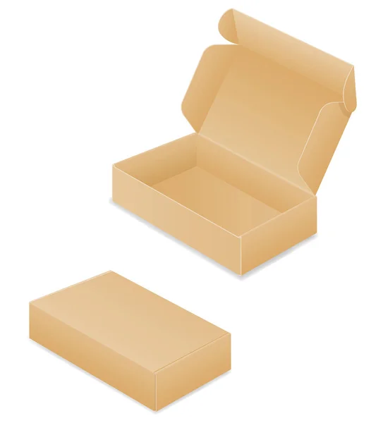 Beyaz Arkaplanda Izole Edilmiş Kahverengi Karton Ambalaj Ürünleri Hediye Kutusu — Stok Vektör