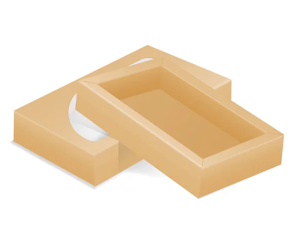 Hnědá Lepenkapro Balení Zboží Dárků Box Vektorové Ilustrace Izolované Bílém — Stockový vektor