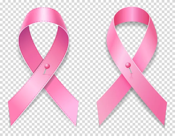 Rosa Schleife Symbol Der Brustkrebs Vektor Illustration Isoliert Auf Dem — Stockvektor