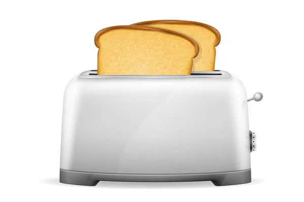 Alter Retro Toaster Mit Toastvektorabbildung Isoliert Auf Weißem Hintergrund — Stockvektor