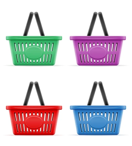 塑料购物篮 用于存储在白色背景上隔离的库存向量图解 — 图库矢量图片