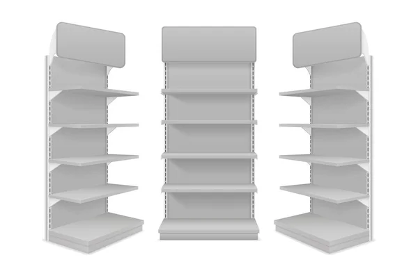 Shop Shelves Racks Selling Goods Store Vector Illustration Isolated White — Stock Vector