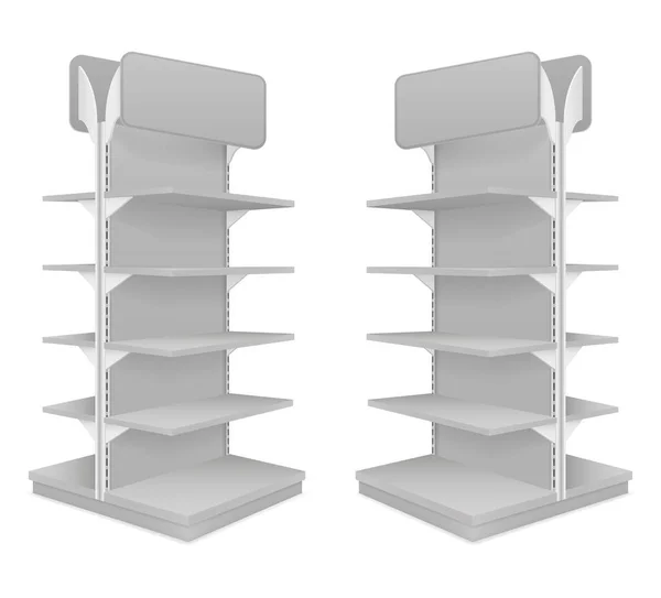 Shop Shelves Racks Selling Goods Store Vector Illustration Isolated White — Stock Vector