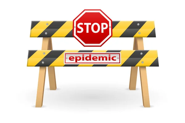 Stopp Barriere Quarantäne Coronavirus Epidemie Aktienvektor Illustration Isoliert Auf Weißem — Stockvektor