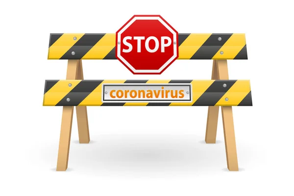 Parada Barreira Quarentena Coronavírus Epidemia Estoque Vetor Ilustração Isolado Fundo — Vetor de Stock