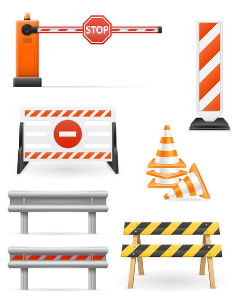 road barriers to restrict traffic transport stock vector illustration isolated on white background