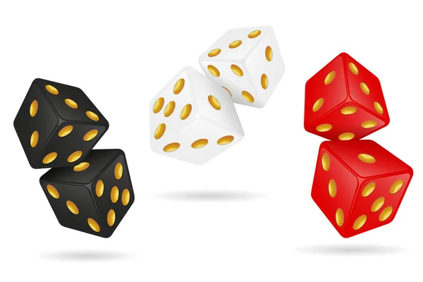 Casino Glücksspiel Würfel Vektor Illustration Isoliert Auf Weißem Hintergrund — Stockvektor