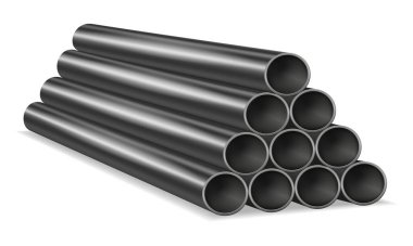 Tesisat vektör çizimi için metal borular beyaz arkaplanda izole