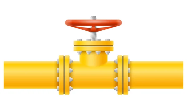 Gelbe Metallrohre Für Gaspipeline Vektor Illustration Isoliert Auf Weißem Hintergrund — Stockvektor