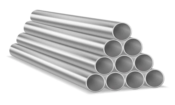 Metalen Buizen Voor Sanitair Vector Illustratie Geïsoleerd Witte Achtergrond — Stockvector