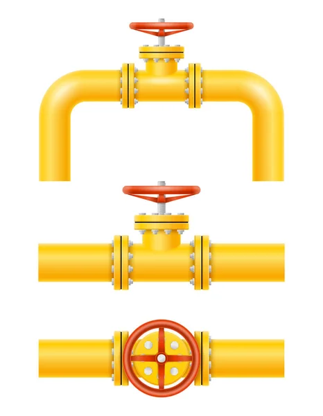 Tubos Metal Amarillo Para Ilustración Vectores Tuberías Gas Aislados Sobre — Archivo Imágenes Vectoriales