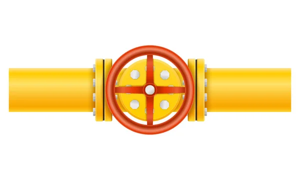 Yellow Metal Pipes Gas Pipeline Vector Illustration Isolated White Background — Stock Vector
