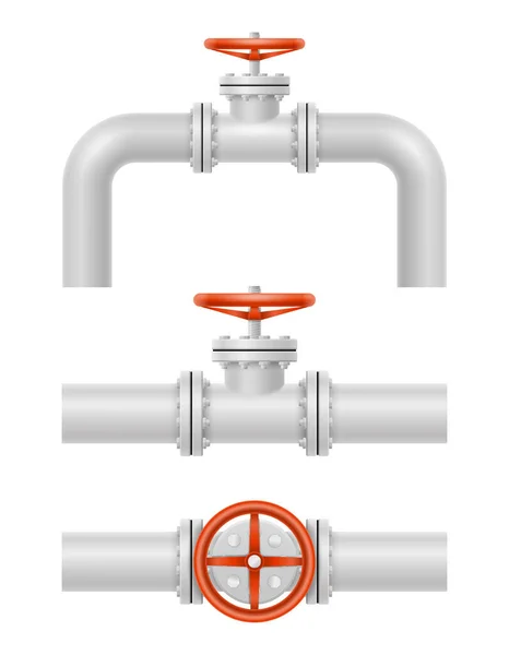 Metal Pipes Plumbing Vector Illustration Isolated White Background — Stock Vector