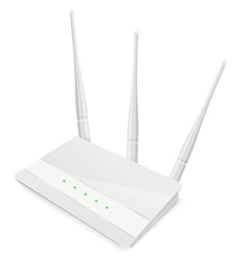 İnternet iletim vektörü illüstrasyonu için kablosuz yönlendirici beyaz arkaplanda izole edildi