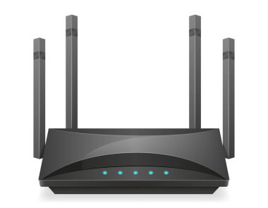 İnternet iletim vektörü illüstrasyonu için kablosuz yönlendirici beyaz arkaplanda izole edildi