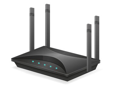 İnternet iletim vektörü illüstrasyonu için kablosuz yönlendirici beyaz arkaplanda izole edildi