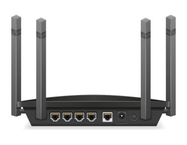 İnternet iletim vektörü illüstrasyonu için kablosuz yönlendirici beyaz arkaplanda izole edildi