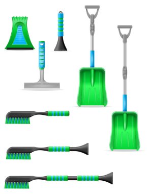 araba kar temizleme araçları vektör illüstrasyon beyaz arkaplan izole