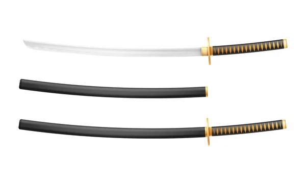 Katana Schwert Ninja Waffe Japanische Krieger Attentäter Vektor Illustration Isoliert — Stockvektor